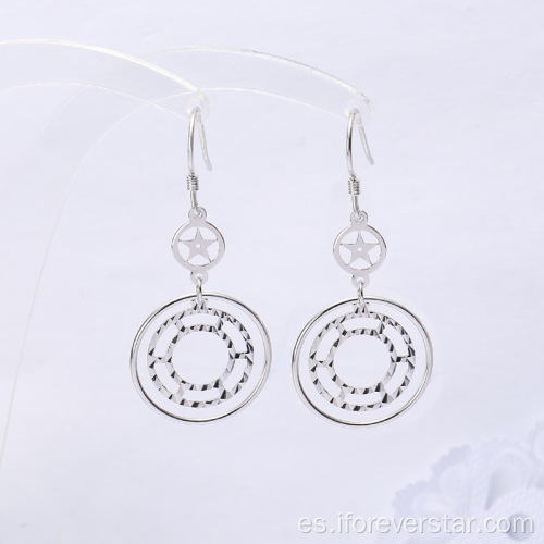 Joyas Boho Large Blanco CZ 925 Pendientes de Plata